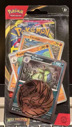 Pokemon Mega Evolution pack includes: 1 booster pk, 3 promo cards & Pokemon coin - Image 1