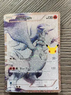 Pokemon TCG Reshiram Full Art Holo Card 113/114 Celebrations Classic Collection - Image 1
