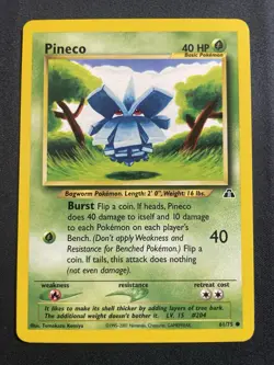 Pineco 61/75 Pokemon Neo Discovery Unlimited Vintage LP - Image 1