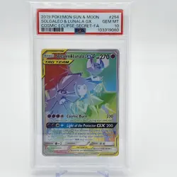 Pokemon Solgaleo & Lunala GX Cosmic Eclipse Secret Rare Full Art #254 PSA 10 - Image 1