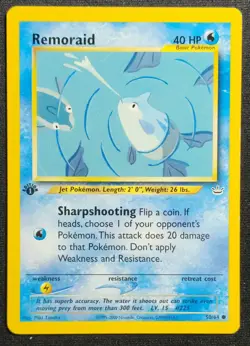 2001 Neo Revelation Remoraid 50/64 1st Edition Wotc Vintage Pokemon Card - Image 1