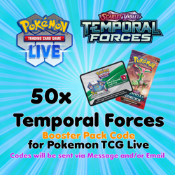 Pokemon TCG Live PTCGL PTCGO Online Codes: 50 Temporal Forces Booster Packs - Image 1