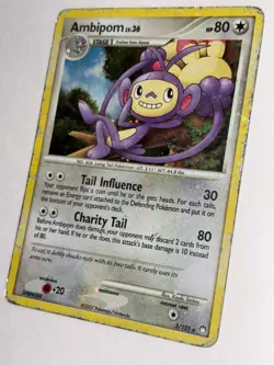1X Pokemon TCG Ambipom 3/123 Mysterious Treasures Holo BLEED 2007 HP - Image 2