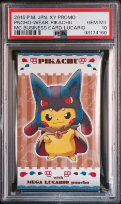 2015 POKEMON JPN XY PROMO PONCHO-WEARING PIKACHU PSA 10 - Image 1