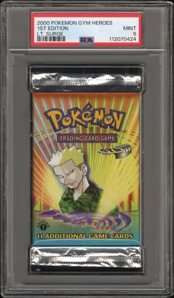 2000 POKEMON GYM HEROES PACK 1ST EDITION-LT. SURGE FOIL PSA 9 - Image 1