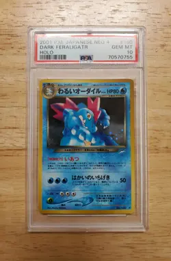 Pokemon PSA 10 GEM MINT 2001 Dark Feraligatr Japanese Neo Destiny Holo - Image 1