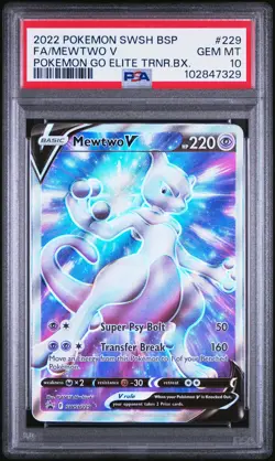 2022 POKEMON SWSH BLACK STAR PROMO #229 FULL ART/MEWTWO V PSA 10 - Image 1