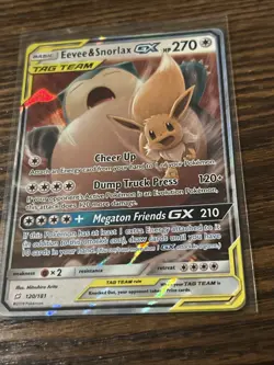 Eevee & Snorlax GX 120/181 SM Pokemon Team Up Holo Near Mint Ultra Rare Card - Image 1