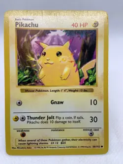 PIKACHU 58/102 SHADOWLESS Yellow Cheeks Base Set WOTC Pokemon Card 1999 LP+ - Image 2
