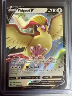 Pidgeot V 137/196 Ultra Holo Rare NM Mint Lost Origin Pokemon TCG Card Fast Ship - Image 1