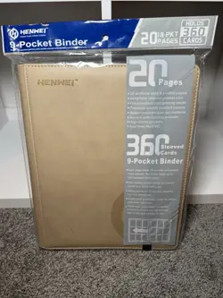 HENWEI 9-Pocket Trading Card Binder 360 Card Capacity Side Loading Pockets BEIGE - Image 1