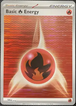 Basic Fire Energy #018 Holo Black Bolt White Flare - Pokemon Card - Image 1