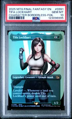 2025 MTG FINAL FANTASY CHARACTER BORDERLESS-FOIL #0391 TIFA LOCKHART PSA 10 - Image 1