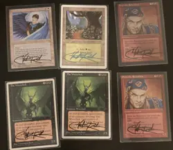 MtG Christopher Rush signed cards: Seraph, Forest, Eron Relentless, The Wretched - Image 1