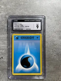 Pokemon Card 1st Ed Water Energy CGC 9 Mint, Base Set 102/102, 1999 (1) - Image 1