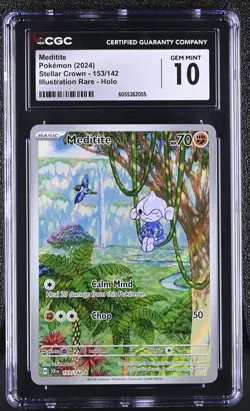 MEDITITE Stellar Crown Illustration Rare #153 CGC 10 Pokemon [Nostalgium] - Image 1