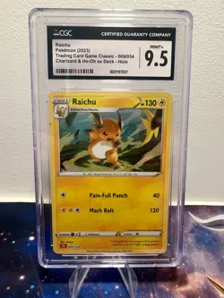 pokemon CGC 9.5 mint+ Raichu 009/034 Trading Card Game Classic Holo - Image 1
