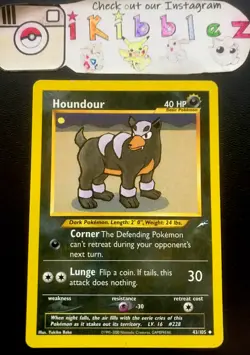 HOUNDOUR 43/105 LP Vintage Neo Destiny Pokemon Card. Free Tracked Shipping! - Image 1