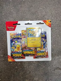 Pokemon Cards Scarlet Violet Surging Sparks 3 Pack Booster Blister Zapdos New - Image 1
