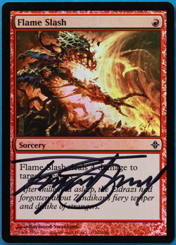 Flame Slash FOIL Rise of the Eldrazi NM Red Common SIGNED CARD (505123) ABUGames - Image 1