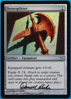 Bonesplitter FOIL Mirrodin NM Artifact Common SIGNED CARD (505129) ABUGames - Image 1