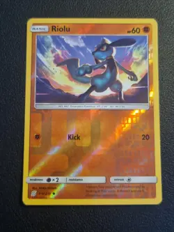 REVERSE HOLO Pokemon Sun & Moon Unified Minds TCG Card Riolu 116/236 - Image 1