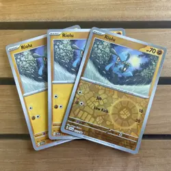 Pokemon TCG Riolu Card 112/198 Scarlet Violet Base Set - Playset X 3 - Image 1