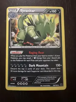 2016 Pokemon Tyranitar Holo Rare Card 56/124 Fates Collide Cosmos - TCG - NM/M - Image 1