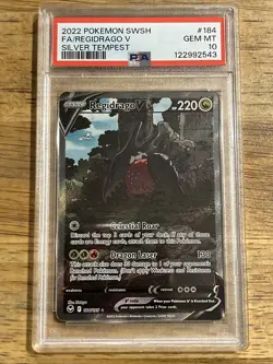 GRADED PSA 10 2022 Pokemon SWSH FA/Regidrago V Silver Tempest #184 - Image 1