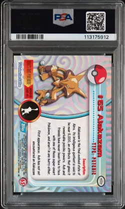 1999 TOPPS POKEMON TV FOIL #65 ALAKAZAM PSA 8 - Image 2