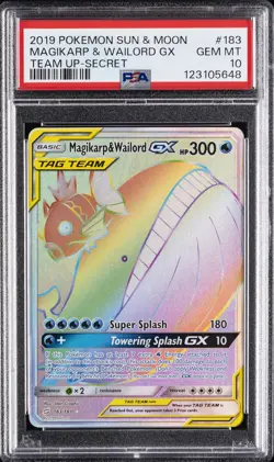 2019 POKEMON SUN & MOON TEAM UP SECRET 183/181 MAGIKARP & WAILORD GX PSA 10 - Image 1
