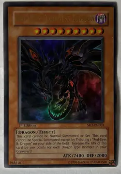 1996 YU-GI-OH1st EDITION RED-EYES DARKNESS DRAGON SD1-EN001 1st EDITION FOIL - Image 1