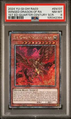 2024 YU-GI-OH! RA03-QUARTER CENTURY BONANZA #EN137 THE WINGED DRAGON OF RA PSA 8 - Image 1