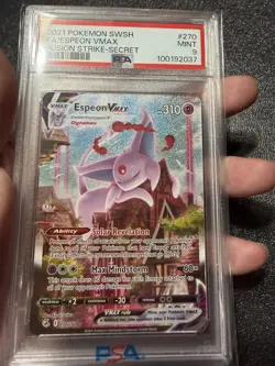 Espeon Vmax PSA 9 Fusion Strike Alt Art Pokemon Card 270/264 Full Art 2021 FA - Image 1