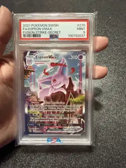 Espeon Vmax PSA 9 Fusion Strike Alt Art Pokemon Card 270/264 Full Art 2021 FA - Image 3