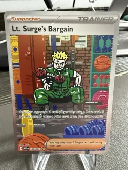 2025 Pokemon Mega Evolution Lt Surge’s Bargain Trainer Card 185/132-SIR - Image 1