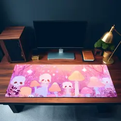 Kawaii Skeleton Garden MTG Playmat - Pastel Mushrooms and Skulls Design - Image 3