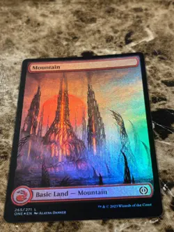 MOUNTAIN Magic MTG Phyrexia: All Will Be One Foil Full Art - Image 1