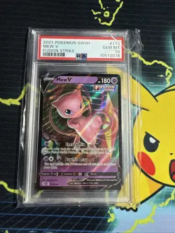 Graded PSA 10 2021 Pokemon SWSH Mew V Fusion Strike #113 Gem Mint - Image 1