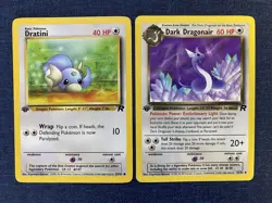 Dratini (53/82) & Dark Dragonair (33/82) 1st Edition Lot Team Rocket Pokemon TCG - Image 1