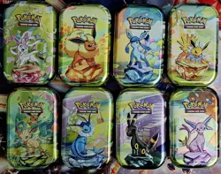 Pokemon Prismatic Evolutions Mini Tin Set 8 Pieces, Empty Tins No Packs Inside - Image 1