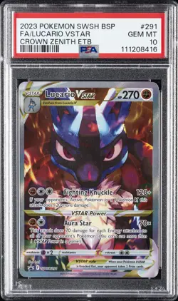 2023 POKEMON SWSH BLACK STAR PROMO #291 FULL ART/LUCARIO VSTAR PSA 10 - Image 1