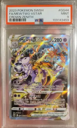 Pokemon Mewtwo VSTAR Crown Zenith Galarian Gallery Full Art #GG44 PSA 9 Mint - Image 1