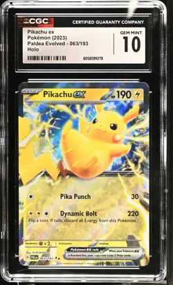 PIKACHU EX Paldea Evolved Holo Rare #063 CGC 10 Pokemon [Nostalgium] - Image 1