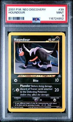 PSA 9 - 2001 Pokemon Neo Discovery Houndour #39 - Image 1