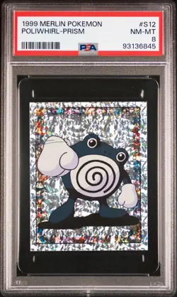 POLIWHIRL CRACKED ICE - PSA 8 - 1999 Merlin Pokemon S12 Prism - *Low Pop* - Image 1