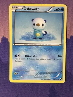 Oshawott 28/114 Black & White Regular 2011 Non Holo Pokemon Moderately Played MP - Image 1
