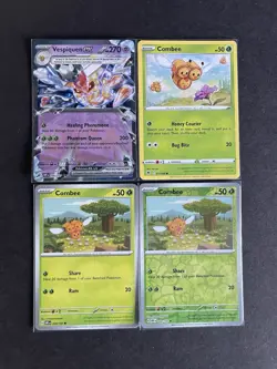 Vespiquen EX Obsidian Flames + Combee (x3/1 RevHOLO) 4-card Pokemon lot - PWE - Image 1