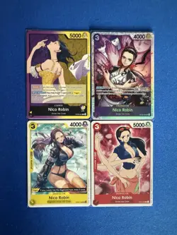 Nico Robin One Piece TCG 4-card lot ST26 Super Rare+OP09 Leader+more - PWE - Image 1