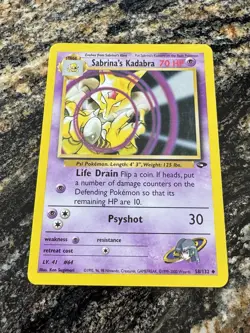 Sabrina's Kadabra 58/132 Unlimited Gym Challenge Pokemon Card Uncommon NM - Image 2